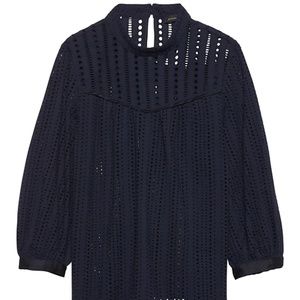BR Eyelet Mock-Neck Top